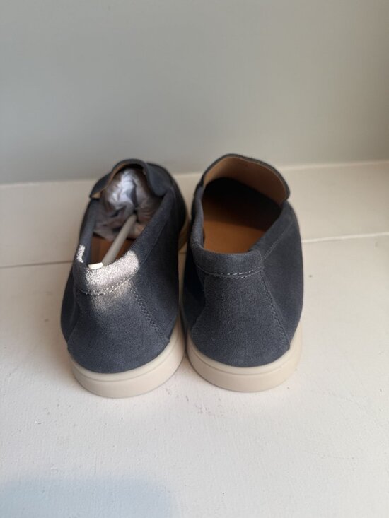 NEW Cadini Mens Grey Suede Slip On Loafers Size EU 41 US 8 [jb]